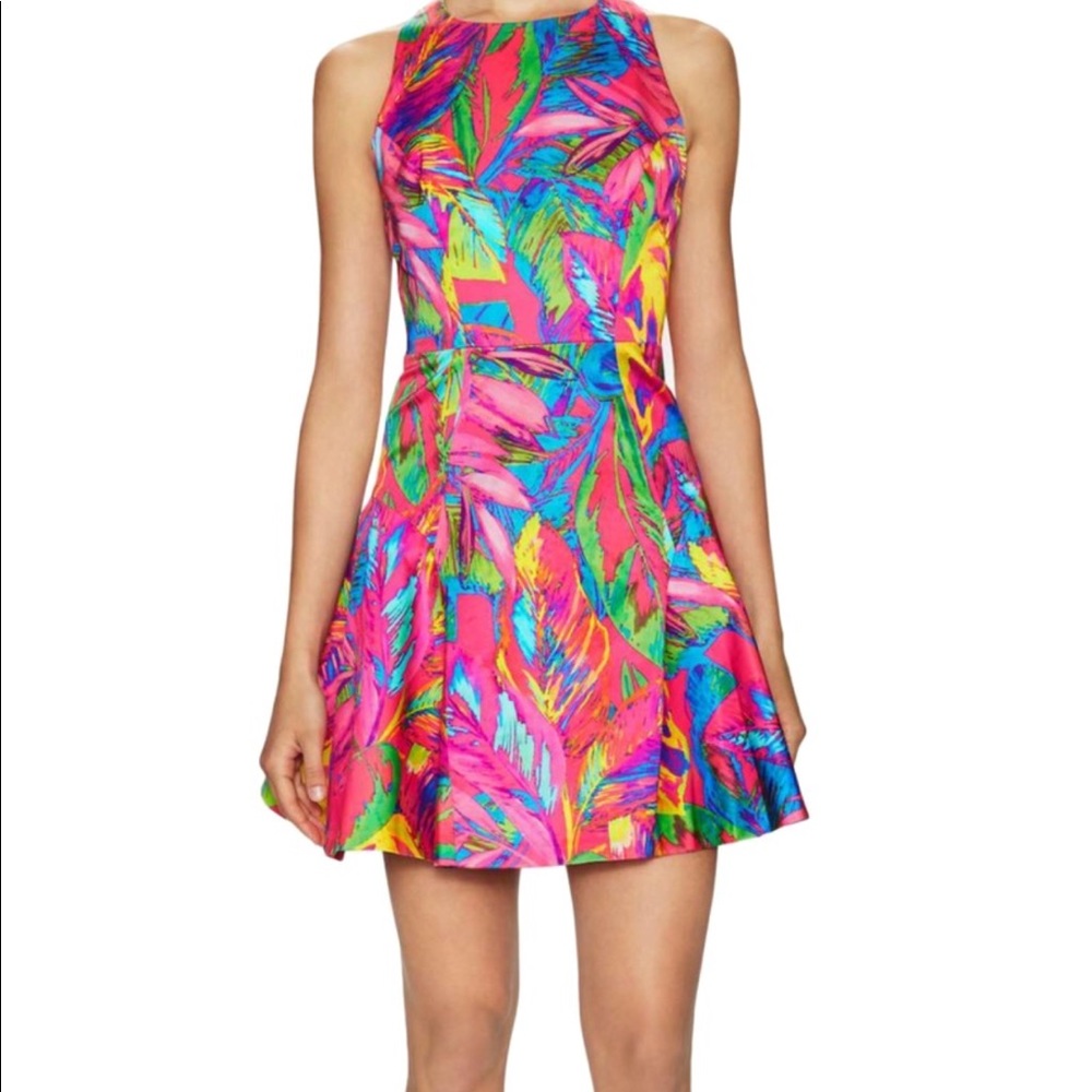 Pink Multi Slim Fit And Flare Cocktail Dress